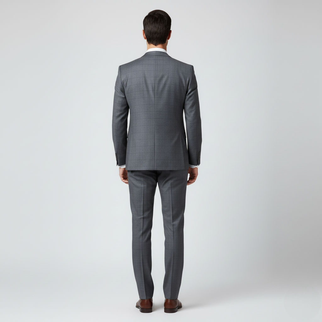Men’s Three-Piece Checked Suit with Slim Fit Blazer, Vest, and Trousers