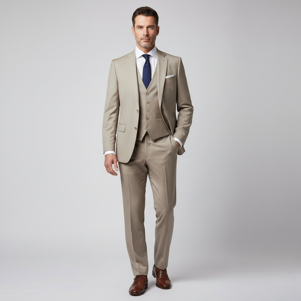 Men’s Three-Piece Suit with Blazer, Vest, and Trousers – Slim Fit