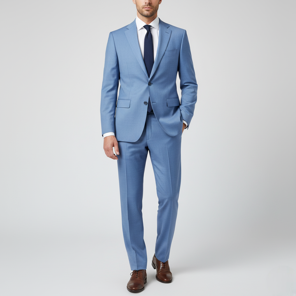 Men’s Two-Piece Suit with Slim Fit Blazer and Trousers