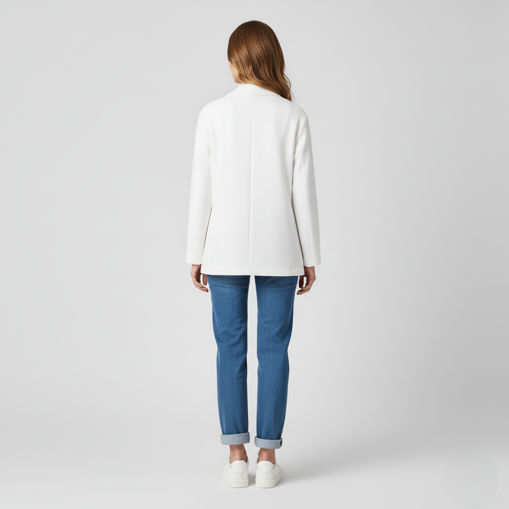 Women's White Textured Spring Jacket