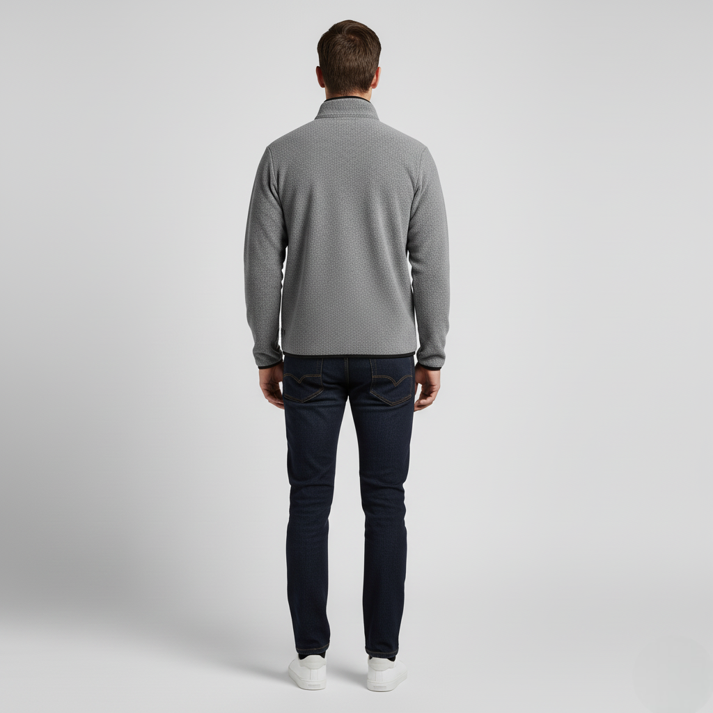 Men's Gray Fleece Quarter-Zip Sweater