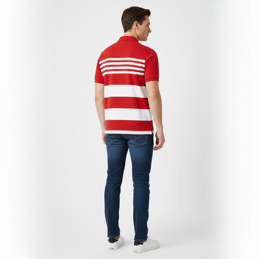 Men’s Striped Polo Shirt – Short Sleeve Casual Cotton Top